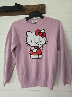 Hello Kitty Lavender Pink Crewneck Sweater with Red Accents Xs